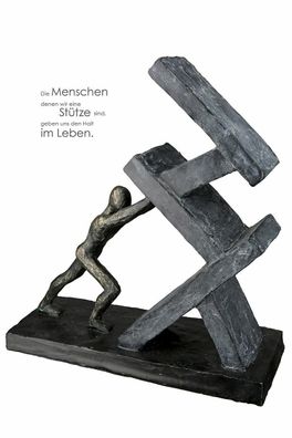 37352 Skulptur "Holding" Figur antik bronzefarben/anthrazitfarben schwarze Base