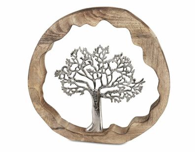 509895 Ring mit Baum 40cm handgefertigte Deko aus massivem Mango-Holz (Gr. 40cm)