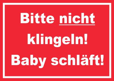 Bitte nicht klingeln Baby schläft Schild mit Text rot-weiss