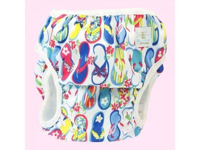 Blümchen Schwimmwindel Badewindel FlipFlop BabyBadehose - Grösse: S 3-6 kg