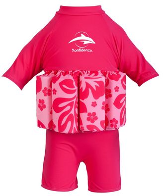 Konfidence Badeanzug Float Suit mit integriertem Auftrieb Pink/Hibiscus mit Ärmeln