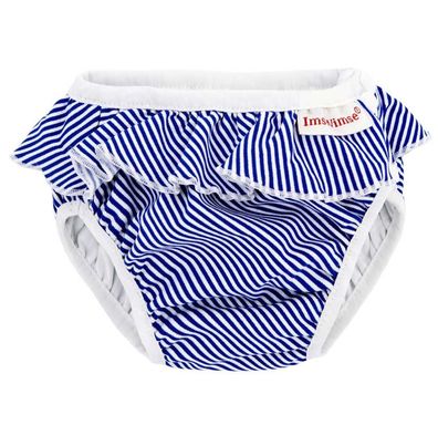 Imse Vimse Schwimmwindel, Badewindel, White/Blue Stripes Frill Weiss