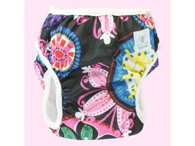 Blümchen Schwimmwindel Badewindel Blumen BabyBadehose - Grösse: S 3-6 kg