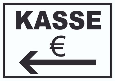 Kasse Pfeil links Schild