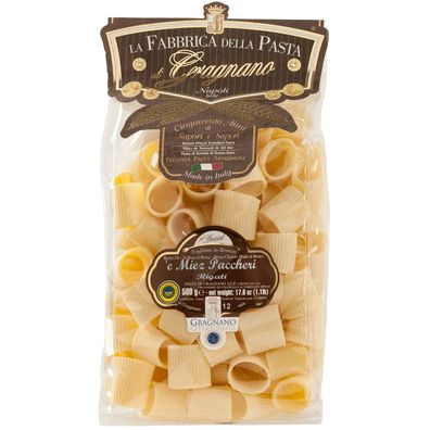 Pasta di Gragnano IGP / PGI Miez Paccheri Rigati - Historische Nudeln (550) | Pasta