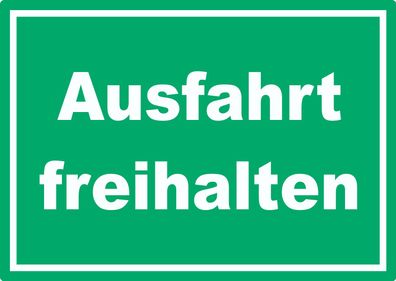 Ausfahrt freihalten Aufkleber grün-weiß