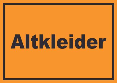 Altkleider Mülltrennung Schild mit Text waagerecht