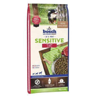 15kg Bosch Sensitive Lamm & Reis Hundefutter