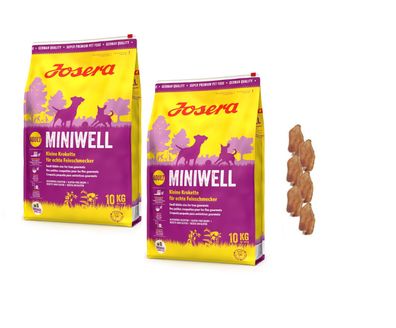 2x10kg Josera Miniwell Hundefutter + 6 x Kaninchenohren