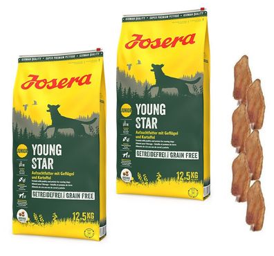 2x12,5kg Josera Nature YoungStar Junior Hundefutter + 6 x Kaninchenohren