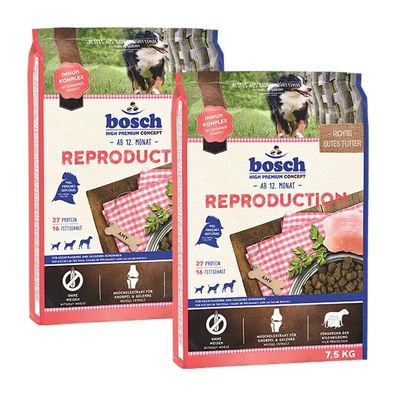 2 x 7,5kg Bosch Reproduction Hundefutter