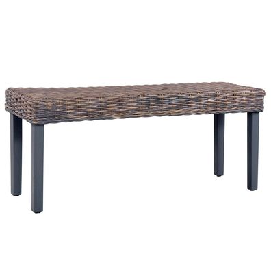 vidaXL Sitzbank 110 cm Grau Natur Kubu-Rattan und Massivholz Mango