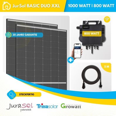 Balkonkraftwerk Solaranlagen Growatt 1000 Watt 800 W drosselbar Wifi Smart APP