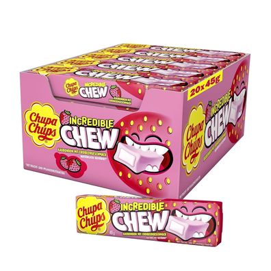 Chupa Chups Incredible Chew Erdbeer 20 Stück im Karton