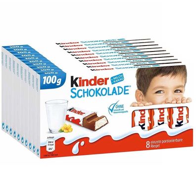 10 x Ferrero Kinder Schokolade, Riegel, Tafeln je 100g