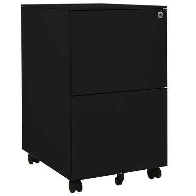 vidaXL Aktenschrank mit Rollen Schwarz 39x45x67 cm Stahl