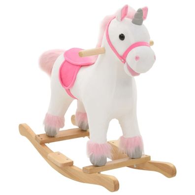 vidaXL Schaukeltier Einhorn Plüsch 65x32x58 cm Weiß und Rosa