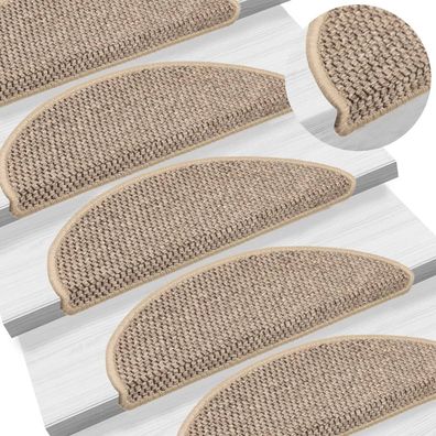 vidaXL Treppenmatten Selbstklebend Sisal 15 Stk. 56x17x3cm Dunkelbeige