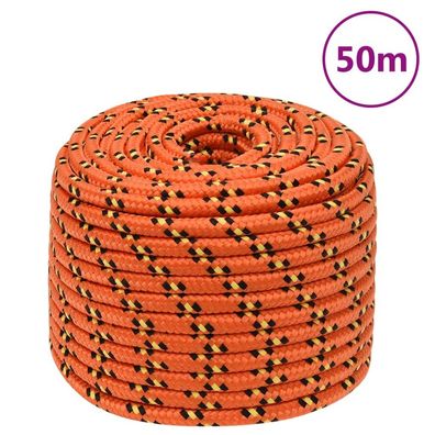 vidaXL Bootsseil Orange 12 mm 50 m Polypropylen