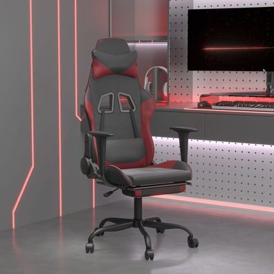 vidaXL Gaming-Stuhl mit Fußstütze Schwarz und Weinrot Kunstleder