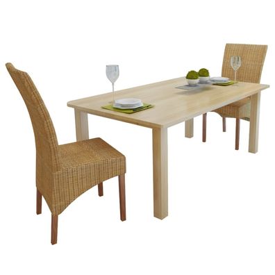 vidaXL Esszimmerstühle 2 Stk. Braun Natürliches Rattan