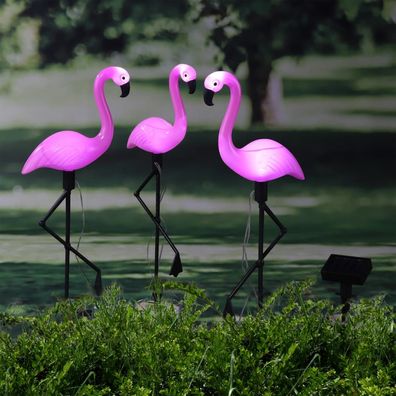 HI Solar LED Gartenleuchten Flamingo 3-tlg