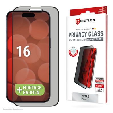 Displex Privacy / Blickschutz Panzerglas vollflächig iPhone 16