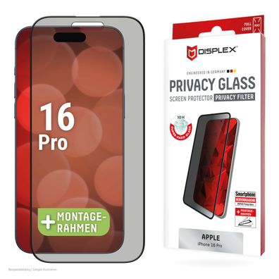 Displex Privacy / Blickschutz Panzerglas vollflächig iPhone 16 Pro