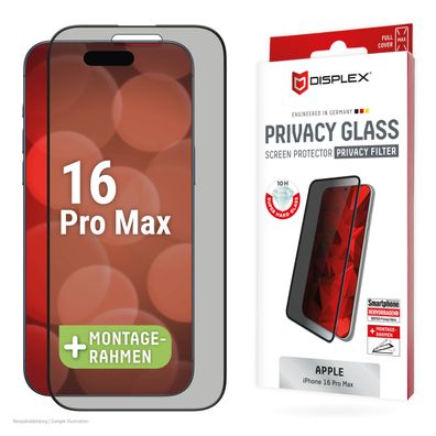 Displex Privacy / Blickschutz Panzerglas vollflächig iPhone 16 Pro Max