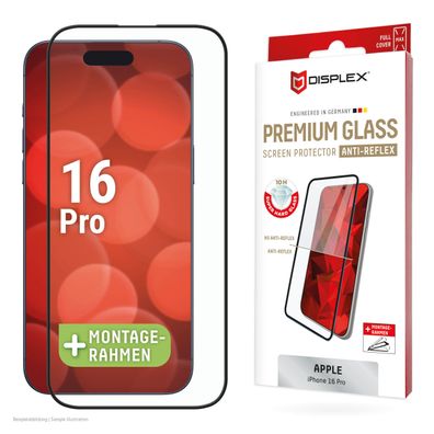 Displex Premium Panzerglas vollflächig Antireflex für Apple iPhone 16 Pro