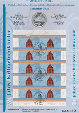 BRD 10 DM 2001 A Stralsund Silber im Numisblatt*