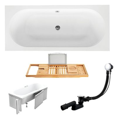 Badewanne Rechteck 170x75 VITAE + Styroporverkleidung + Ablage | Ablauf & Füße GRATIS