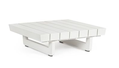 Modularer Couchtisch Infinity 73,5 x 73,5 x 24 cm Aluminium weiß in Dielen-Optik