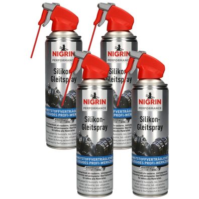 4x PACK Nigrin Hybrid SilikonSpray Gleitmittel Trennmittel Schmiermittel Pflege