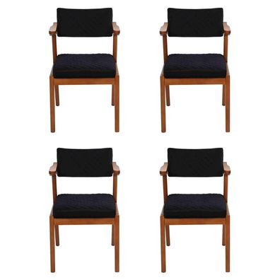 Esszimmer Stuhl Modern Holz Möbel 4x Stühle Schwarz Luxus Design Einrichtung