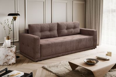 Lusso Sofa mit Schlaffunktion und Bettzeugcontainer Braun