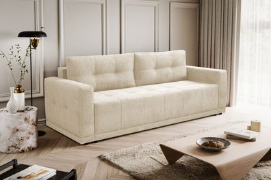 Lusso Sofa mit Schlaffunktion und Bettzeugcontainer Ecru