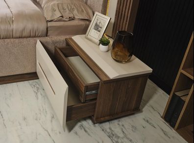 Designer Weiß Braun Nachttische Deluxe Schlafzimmer Möbel Nacht Konsole