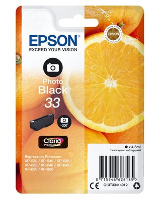 Epson C13T33414012 Epson Tintenpatrone photo black Claria Premium 33 T 3341