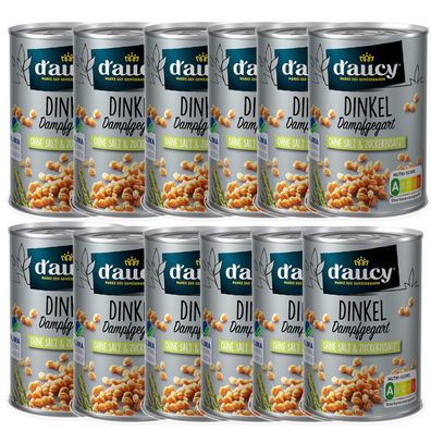 d'aucy Dinkel - 100% ohne Salz und Zuckerzusatz, 12 x 110 Gramm Dose