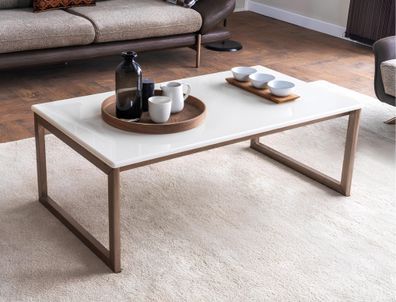 Luxuriöser Weißer Couchtisch Wohnzimmermöbel Holz Luxe Coffee Table