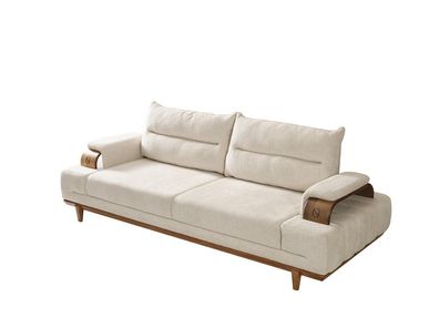 Stilvolle Weiß 3-Sitzer Sofa Gepolstert Wohnzimmer Möbel Luxus Sitzer