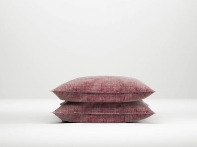 2 Stück Zo! Home Cotton Kissenbezüge 40x80 Lino Wine Red dunkelrot meliert uni