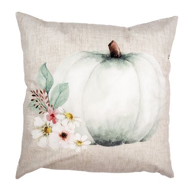 Clayre & Eef Kissenbezug 45x45 cm Beige Grau Polyester Kürbis (Gr. 45x45 cm)