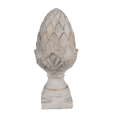 Clayre & Eef Dekorationsfigur Tannenzapfen Ø 17x39 cm Grau Keramikmaterial