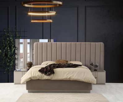 Perfekte Schlafzimmer Set Elegant Luxus Bett und 2x Nachttische Modernes