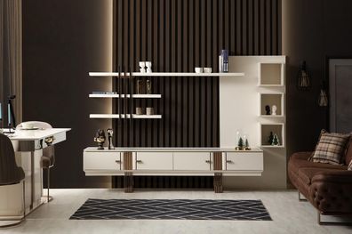 Luxus Sideboard mit Regal stilvoll Beige Kommode Modern Möbel Design