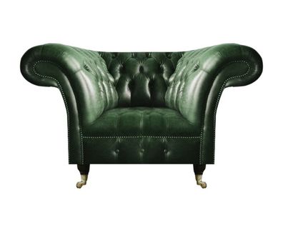 Grün Leder Sessel Wohnzimmer Chesterfield Luxus Polstermöbel Design Möbel