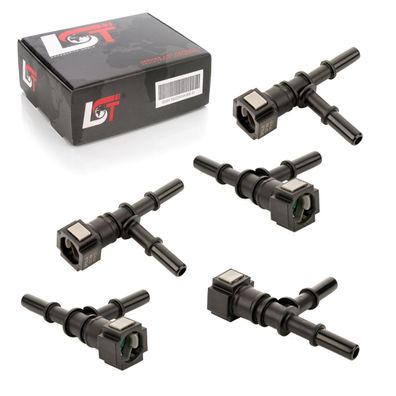 5x Kraftstoffleitung Schnellkupplung T-Stück mit doppelt Stecker 7,89 - 8 mm