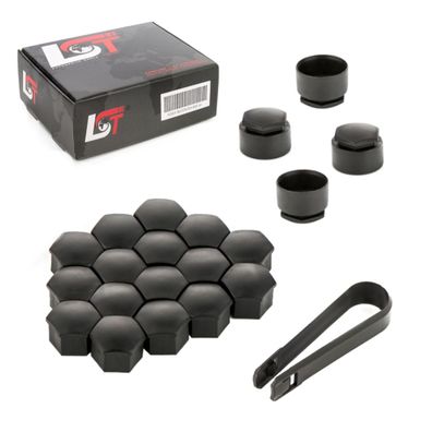 20x Radschraubenkappen diebstahlhemmend 17 mm schwarz für AUDI Porsche